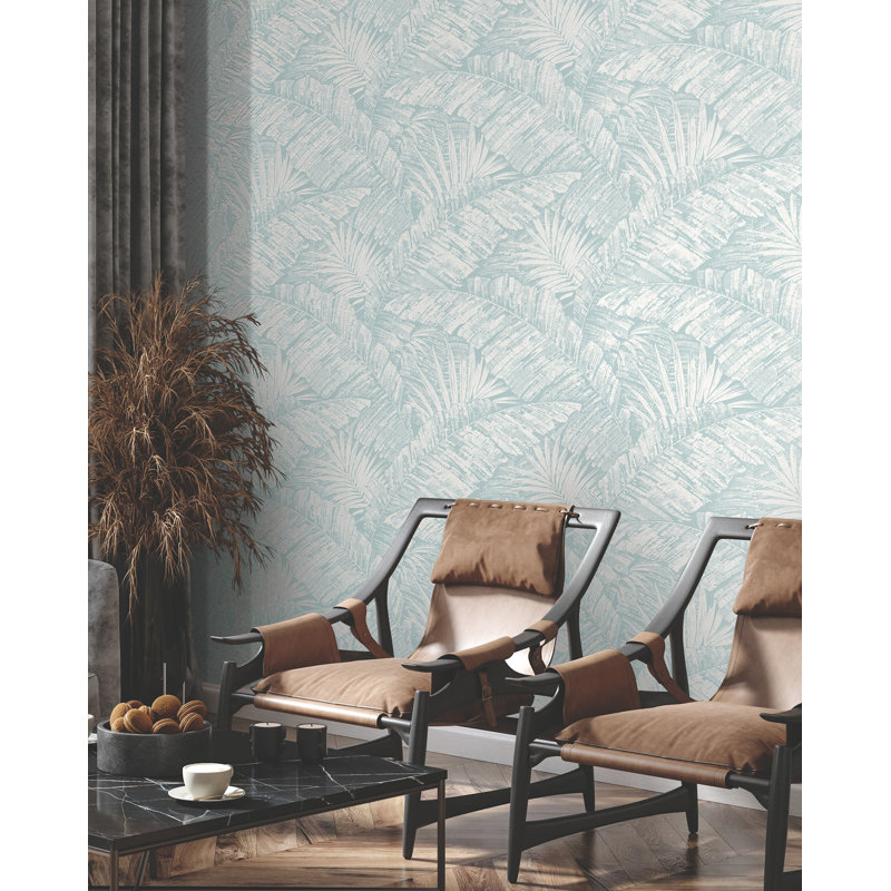 Toiles Resource Library Floral Vinyl Non-Pasted Wallpaper Roll, White & Blue