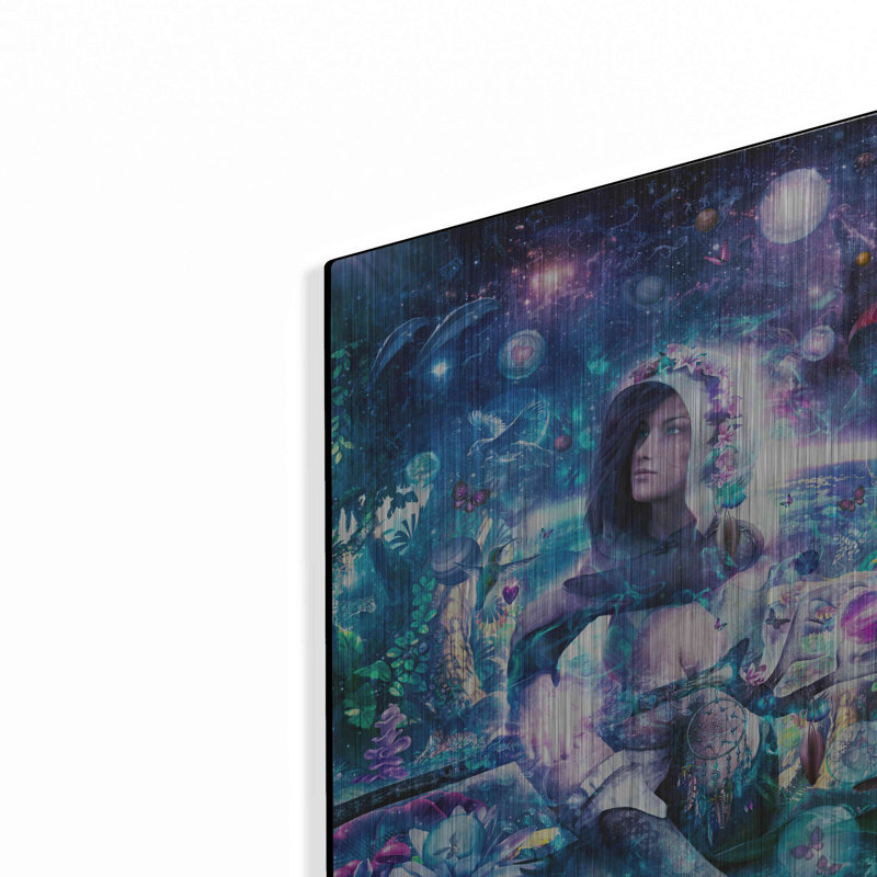 «Observer notre technologie céleste» par Cameron Gray, art mural en métal, H 16 po x l 12 po