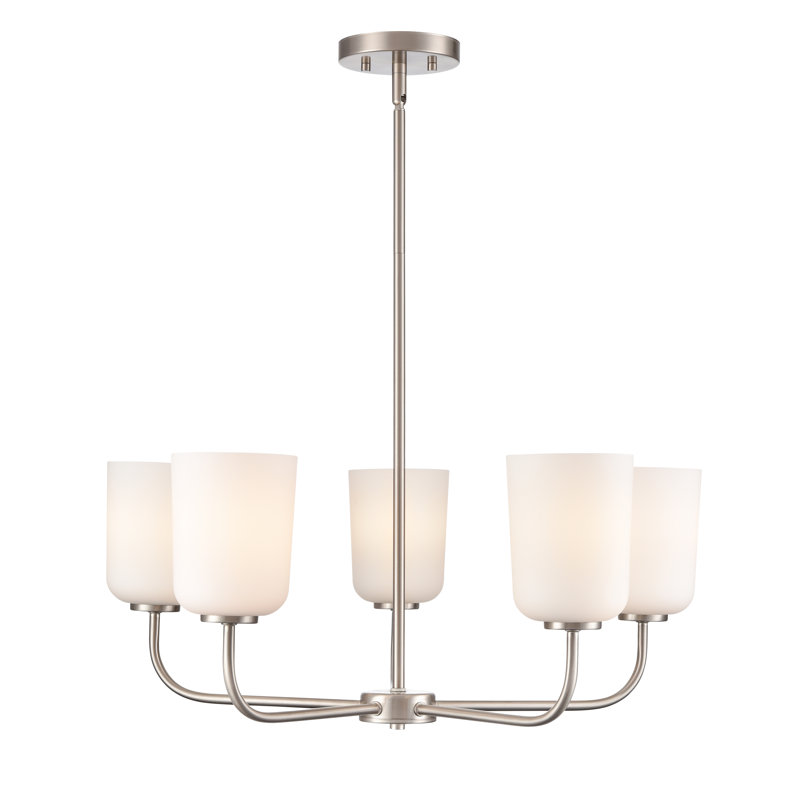 Lustre de 27 po de largeur Laphia, 5, Nickel brossé