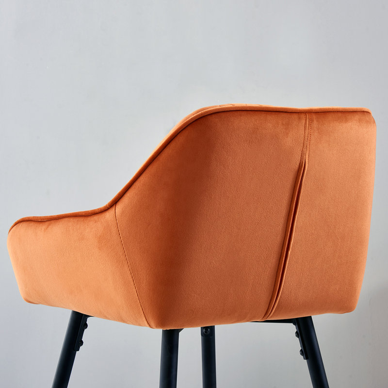 Esposito 68cm Upholstered Bar Stool with Arm, Velvet Orange