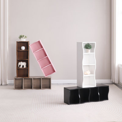 8Layer Adjustable Shelf Ultrathin Bookshelf With A Wavy Border Design, Which Is More Aesthetically Pleasing, Is Suitable For High And Narrow, Display And Multifunctional Bookshelves In Home Offices