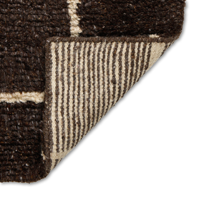 Sumlin Hand Knotted Geometric Area Rug, Sumlin Espresso, Rectangle 8' x 10'