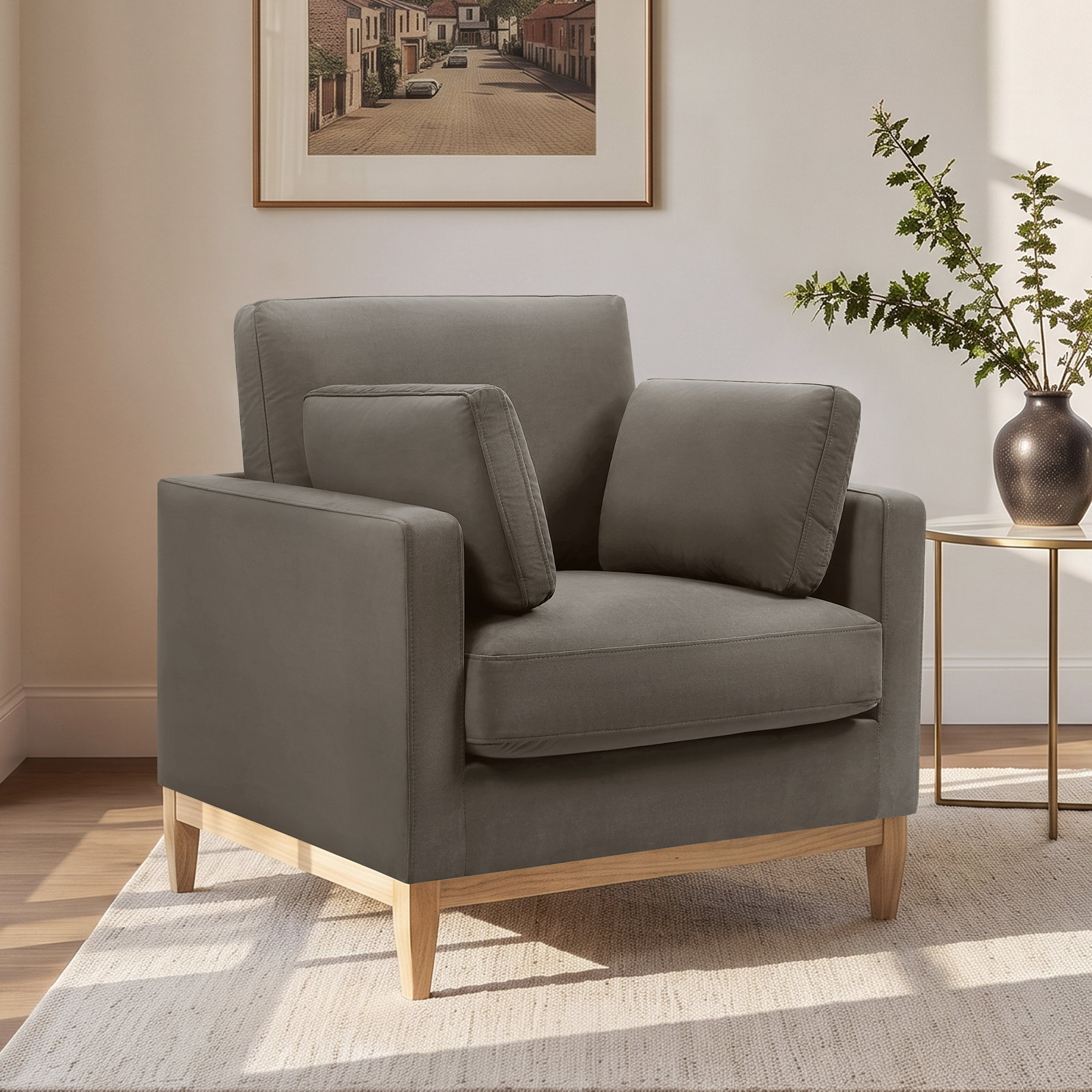 Ombra Velvet Armchair, Java
