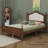 Queen Pine Wooden Bed With Upholstered Headboard And Panel Footboard, With Bed Rail Support Feet And Central Platform Support Feet