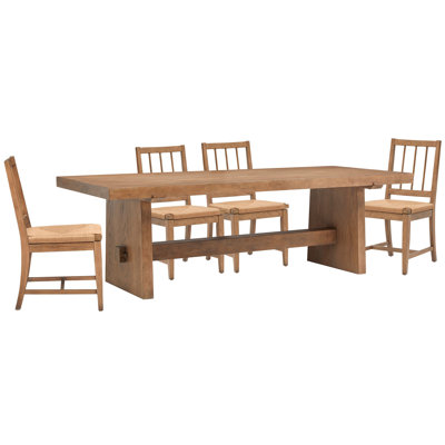 Trestle Dining Table With 4 Paper Cord Side Chairs