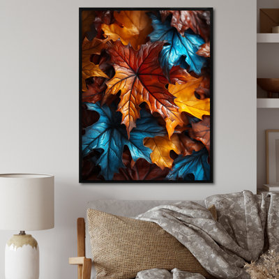 Orange et jaune feuilles d'automne - feuilles, art mural