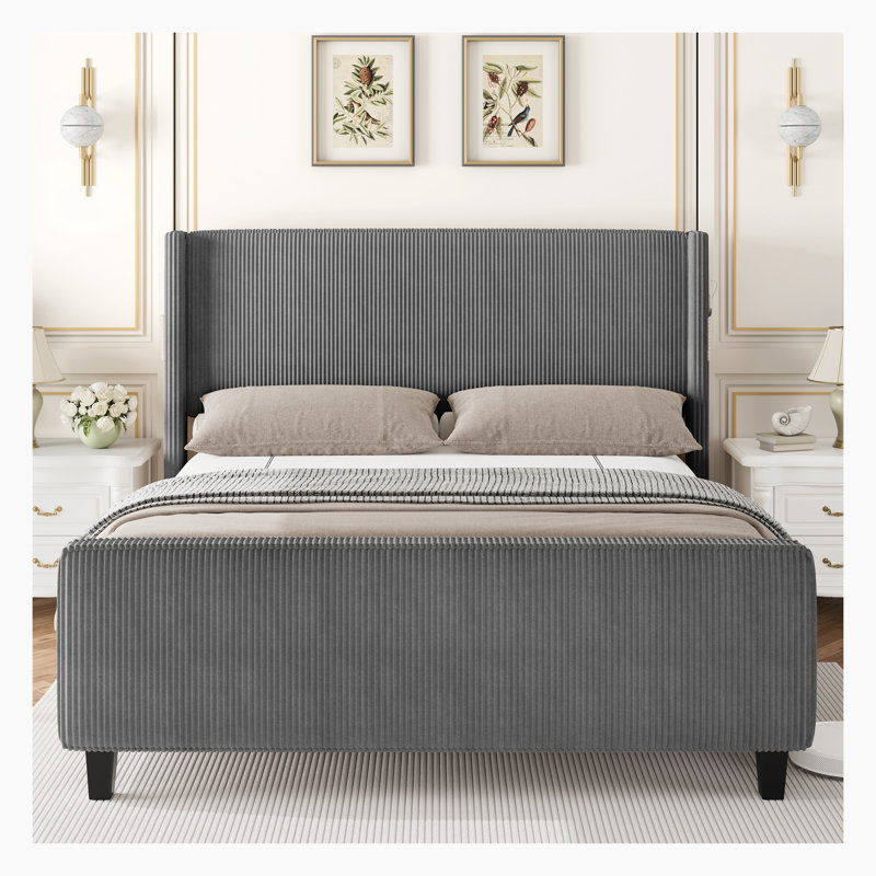 Florice Upholstered Platform Bed, Queen, Gray