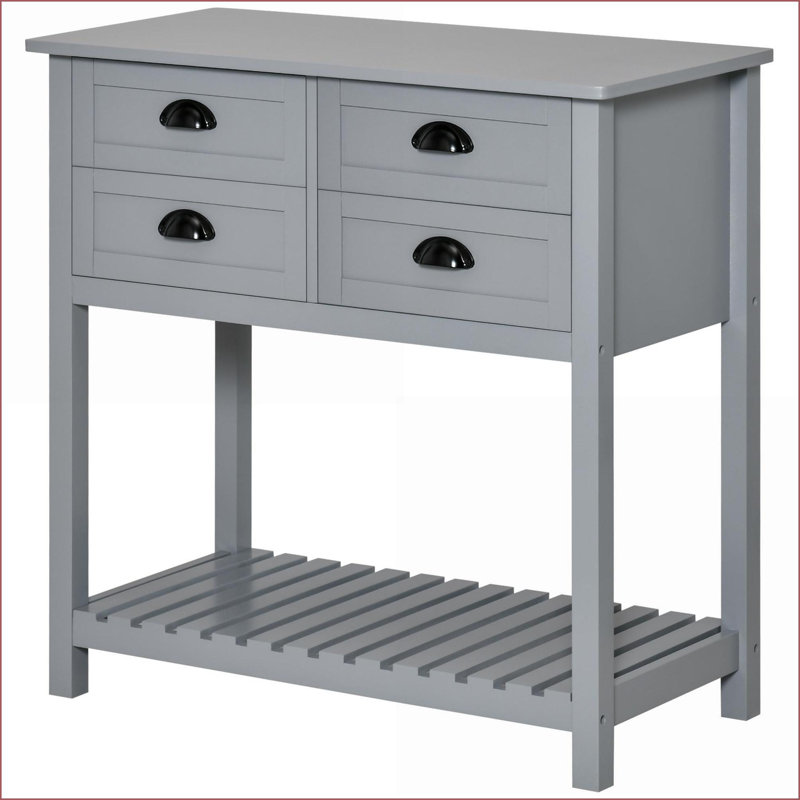 Buffet Buffet, panneau de fibres à densité moyenne gris avec 4 tiroirs Tablette à lattes | Cuisine, salon, café-bar, Gris