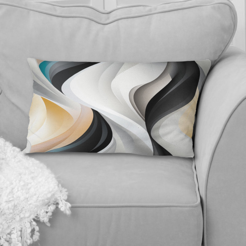 Monochrome Reflections III - Geometric Polyester Pillow