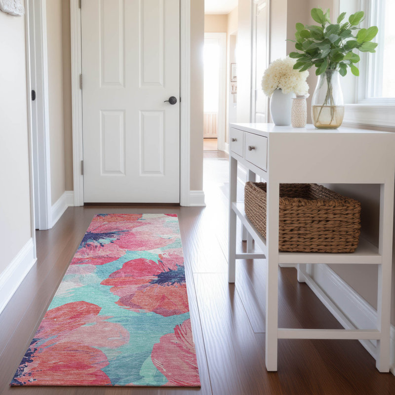 Premium Machine Washable Harjo AMF1554 Floral Rug, Runner 2'3" x 7'6"