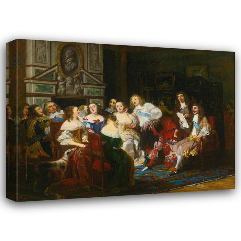 "Une lecture de madame de Sévigné" par Joseph Nicolas Robert-Fleury - Toile tendue avec châssis, H 40 po x l 28 po