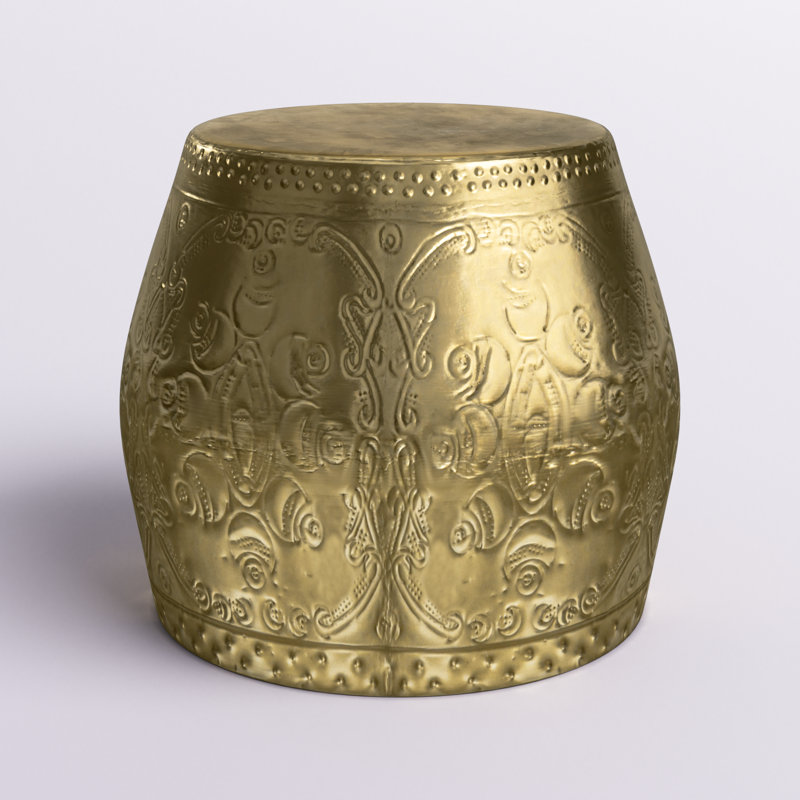 Debossed Metal Drum Side Table