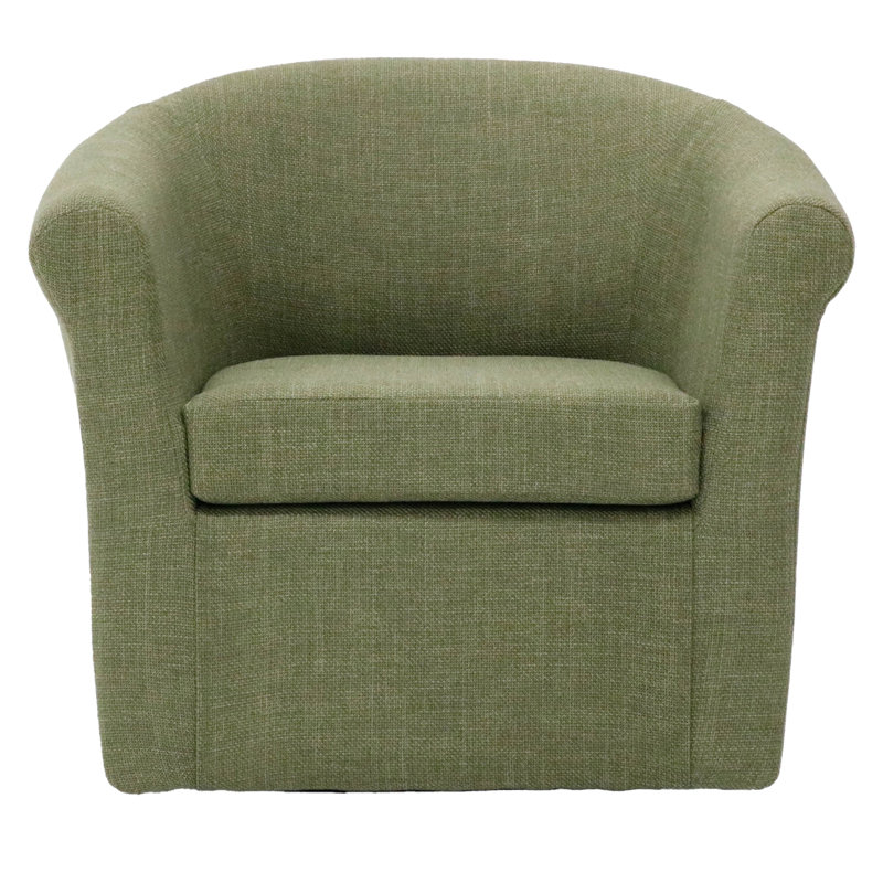 Anstett 30.5" Wide Polyester Swivel Barrel Chair, Green Polyester Blend