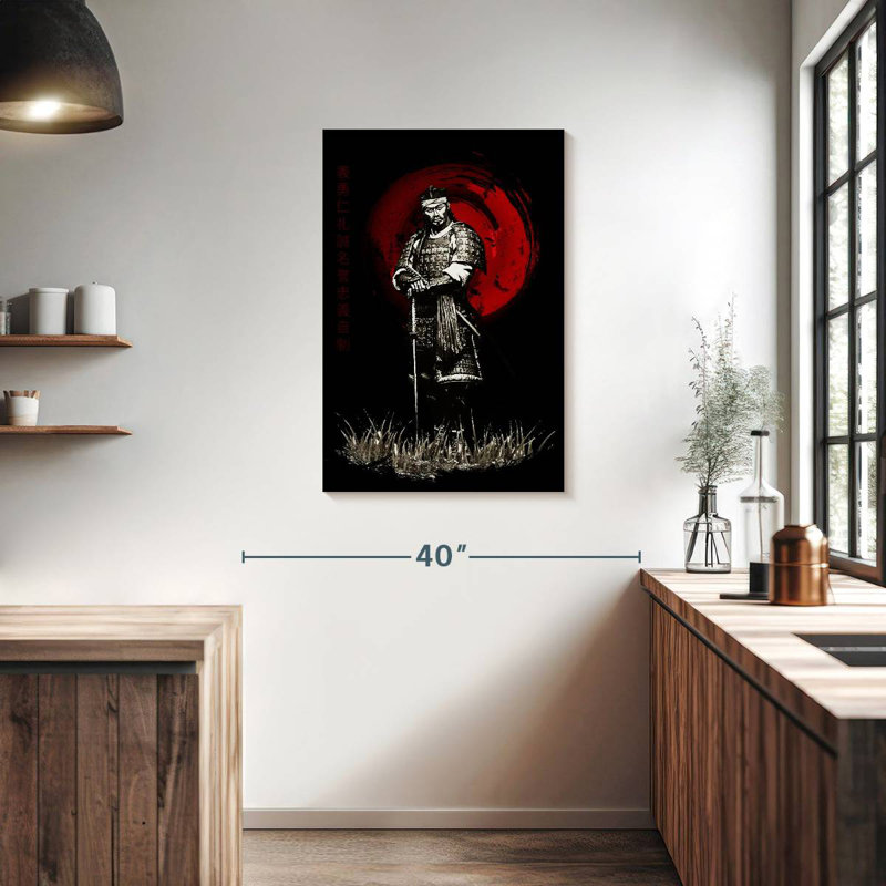 Mait Samurai Sepia Standing Posing Warrior, 36" H x 24" W