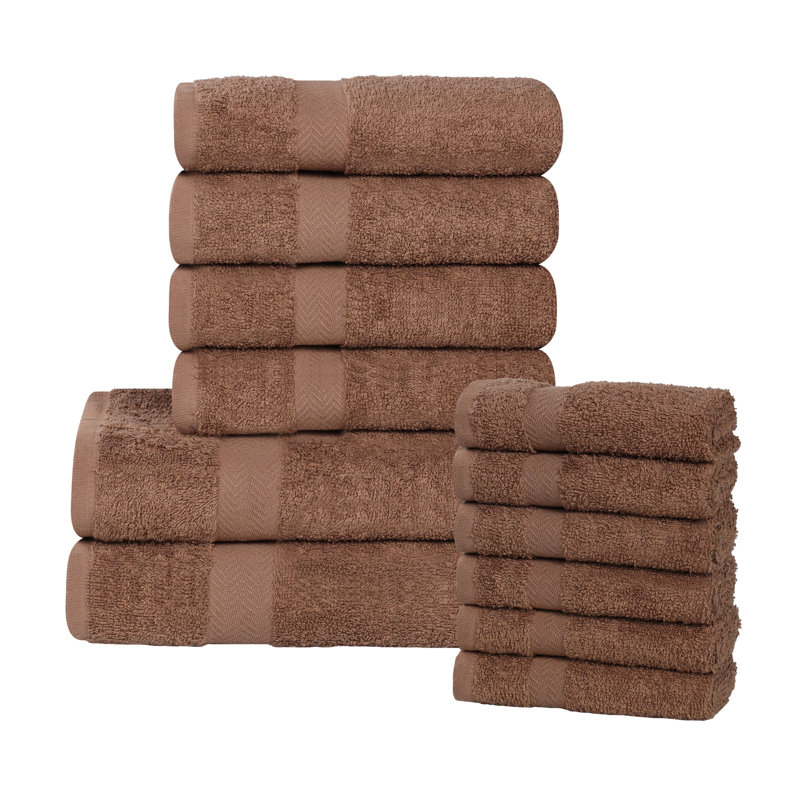 Ensemble de serviettes de bain en coton léger à séchage rapide, Ensemble de 12 serviettes, Café au lait