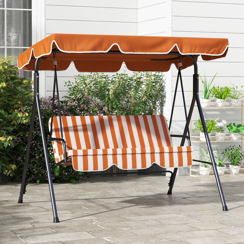 Yair 3 Person Porch Swing with Canopy, Orange