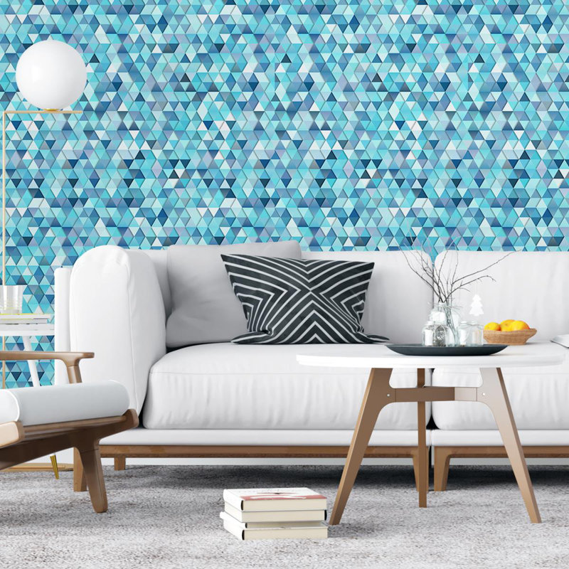 Mosaic Blue 96" L X 24" W Peel And Stick Wallpaper N04076