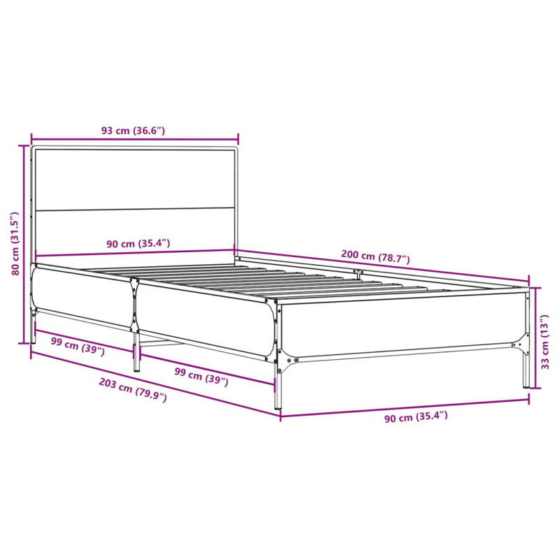 Paza Bed, European Single (90 x 200cm), Black
