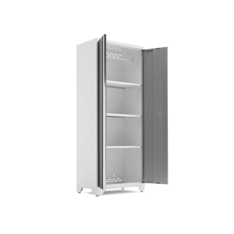 Bold Series 12 Piece Storage Cabinet Set, Bamboo, Platinum, No Lights