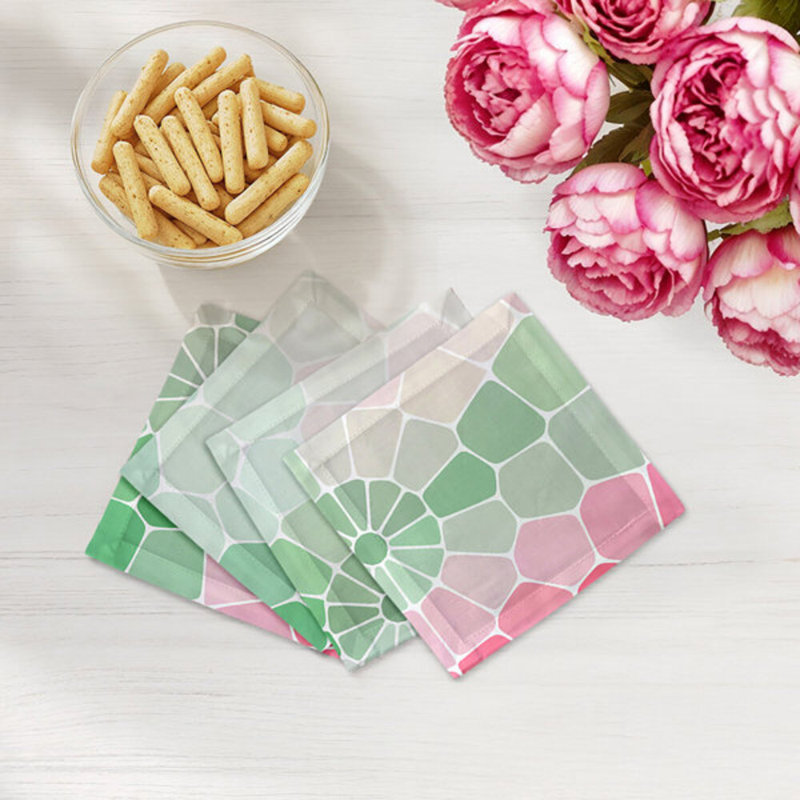 Mosaico Cotton Sateen Cocktail Napkins, Palm Beach