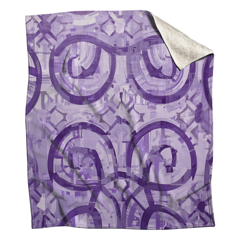 Couvertures mauves à motif géométrique, L 50 po x H 60 po