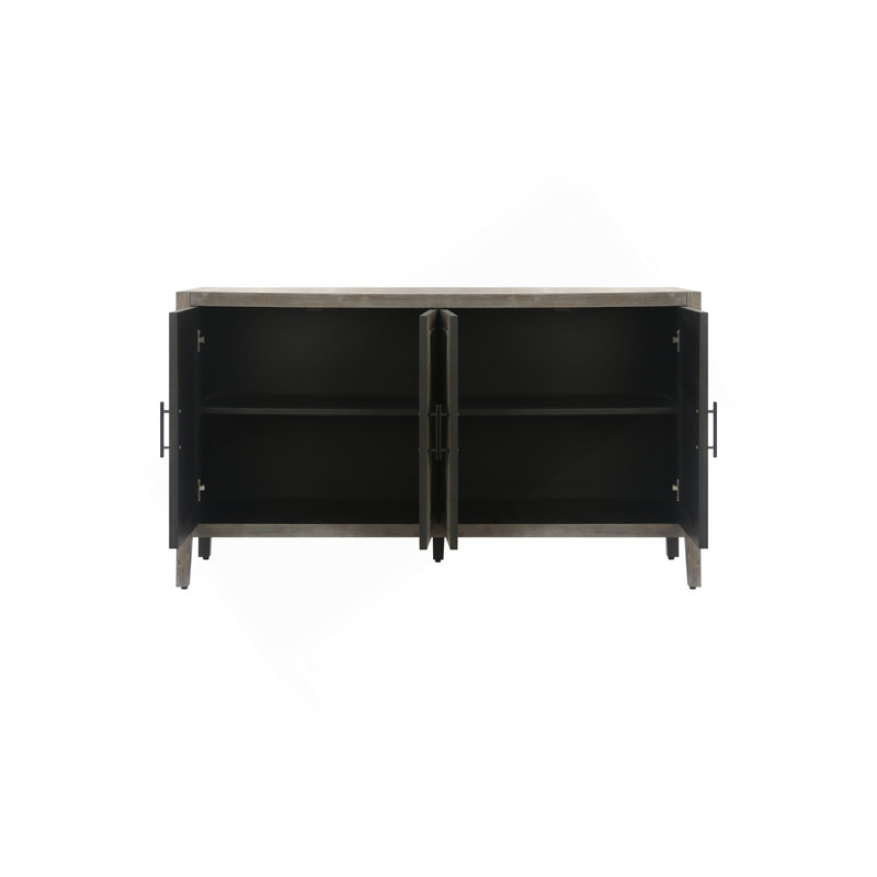 Armoire décorative de style campagnard 60 pouces avec 4 portes et une tablette réglable en bois avec buffet et console avec crédence pour la salle à manger, le vestibule et le vestibule (brun antique)