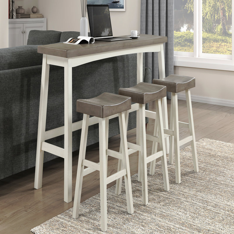 Ensemble de tabourets de table, tabourets de bar et de table 4 pièces Transitional, Brun, Blanc, Brun