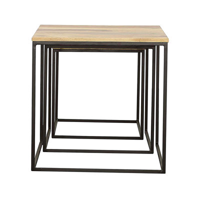 Table gigogne 3 pièces naturelle et noire