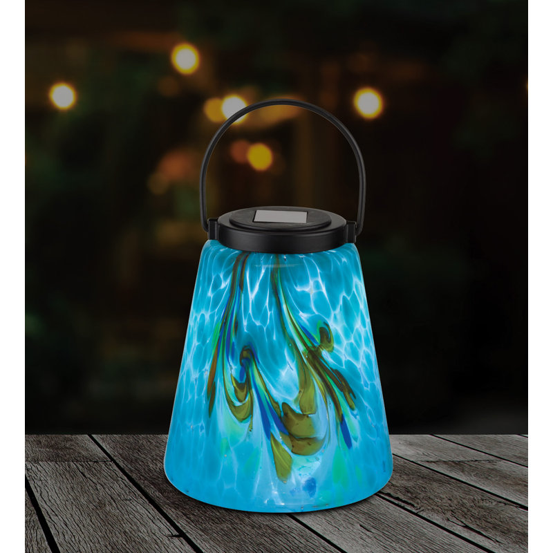 Lanterne d'extérieur en verre et métal Murano, Bleu