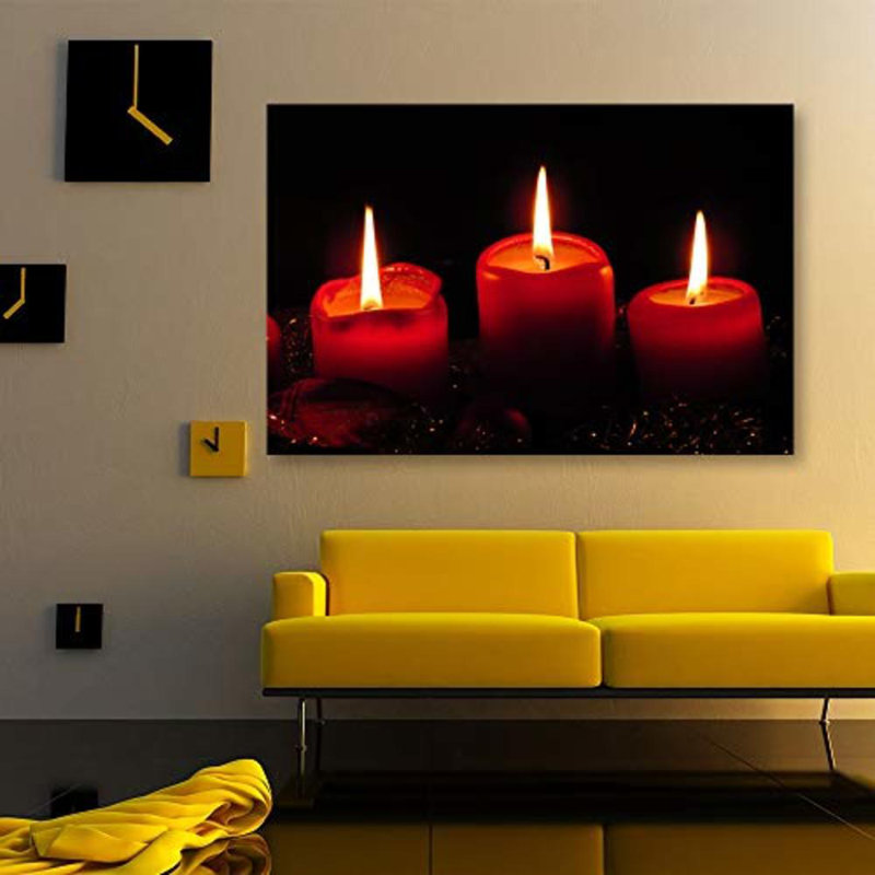 Christmas Candles For Celebration X06 - Photographie sur toile tendue, H 32 po x l 48 po