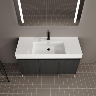 Meuble-lavabo autoportant avec lavabo en résine