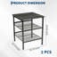 Ensemble de 2 tables de bout industrielles à 3 niveaux - Structure en métal robuste, tablettes en filet, design carré peu encombrant - Parfait pour le salon ou la chambre à coucher - Tables d'appoint rustiques durables - Gris foncé