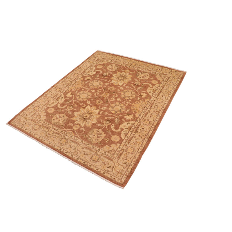 Tapis brun en laine noué à la main 8 pi x 11 pi 5 po Abbigail Southwestern