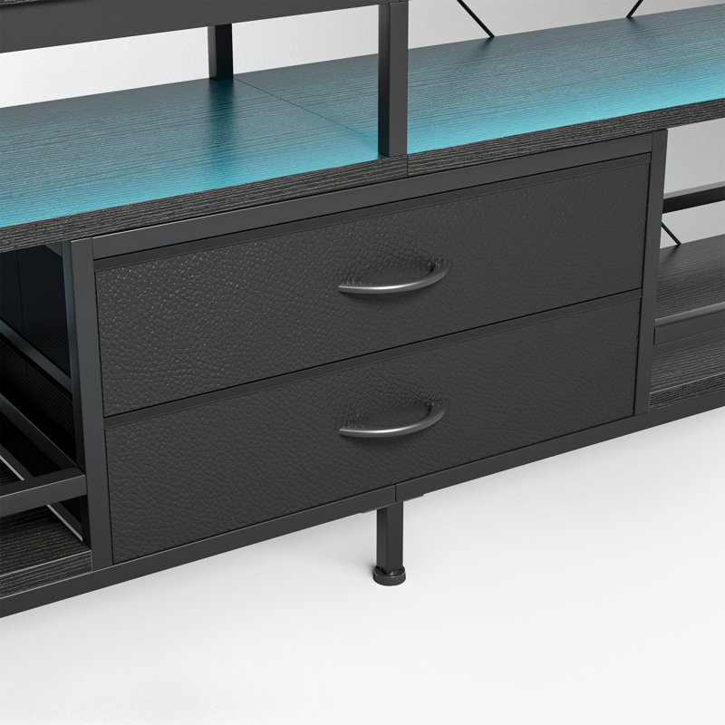 Meuble télé 70 po avec station de charge et lumières DEL pour téléviseurs de 85 po ou moins, L 70,9 po x H 15 po x P 23,6 po