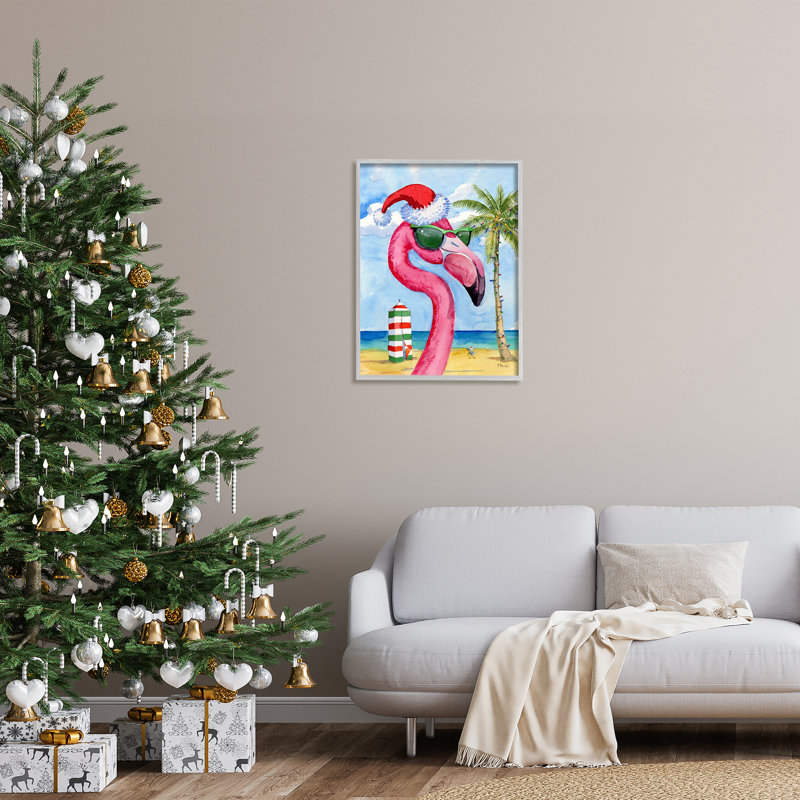 Flamant de Noël tropical par Paul Brent, Estampe numérique Farmhouse, H 30 po x l 24 po x P 1,5 po