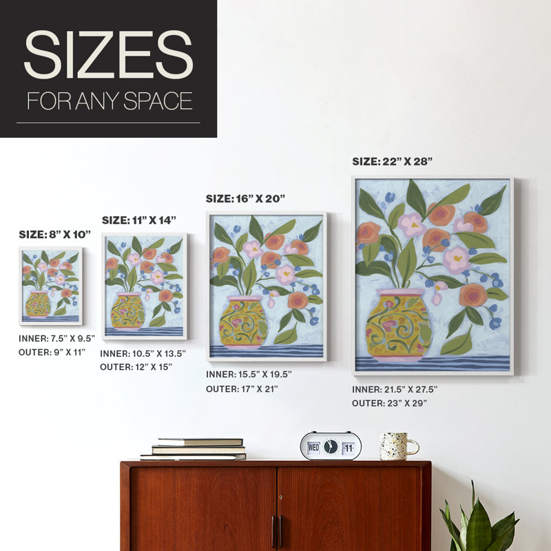 Bouquet Vibes I, reproduction encadrée - bois massif, H 21 po x l 17 po, Blanc