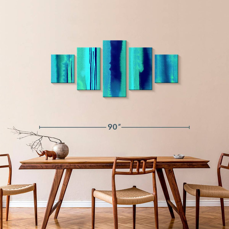 Étude de couleur aqua marine, H 34 po x l 74 po