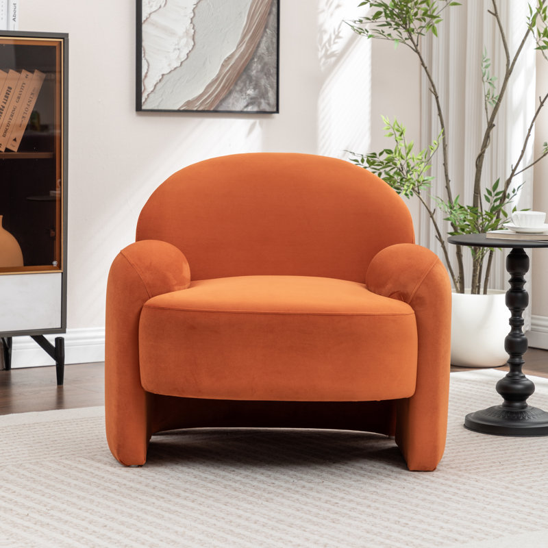Fauteuil d'appoint moderne en bois massif en forme de seau, Orange