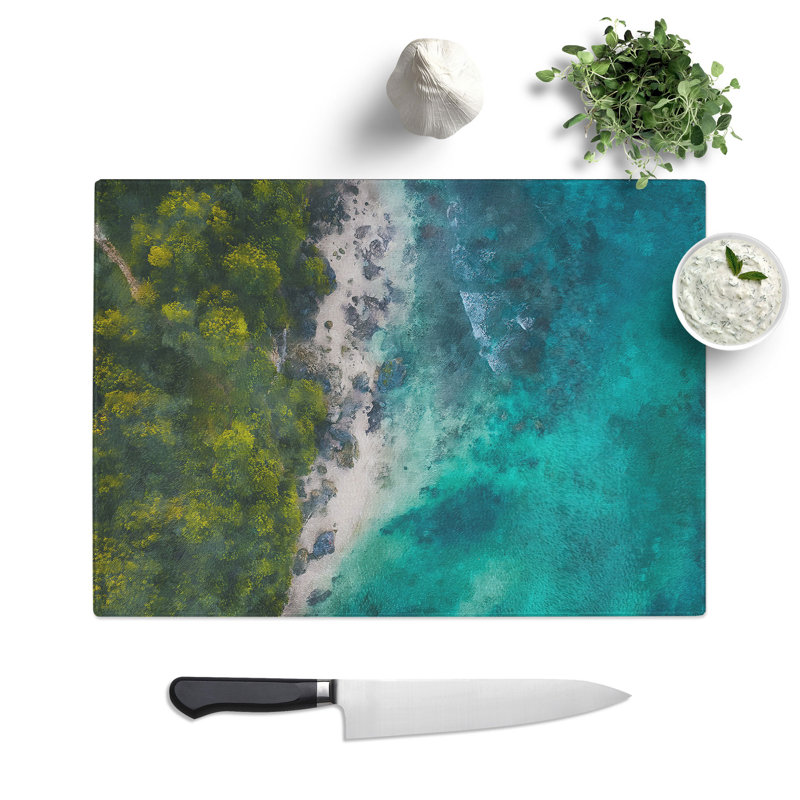 Padang Padang Beach in Bali Painting Chopping Board, 0.4cm H x 28.5cm W x 39cm L