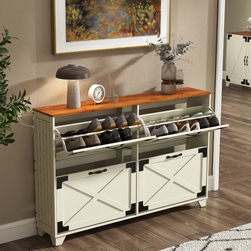 Armoire de rangement pour chaussures 24 paires avec 4 tiroirs rabattables
