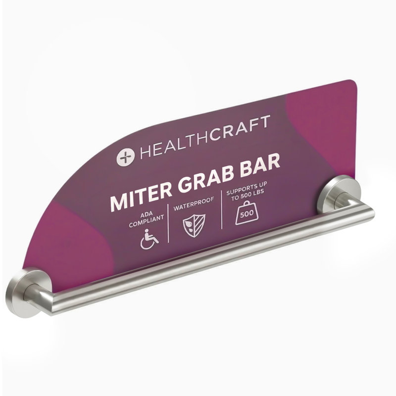 MITER 24 in. x 1.25 in. Grab Bar, ADA Compliant for Bath and Shower Safety (500 lb. Capacity) in Brushed Stainless, 24
