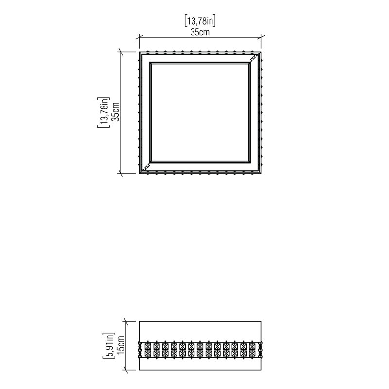 Plafonnier encastré 1 lumière DEL Cristais, H 5,85 po x l 13,65 po x P 13,65 po, Blanc organique