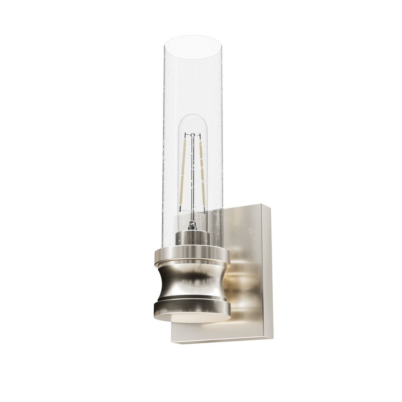Lenlock Aluminum Armed Sconce, Clear, Brushed Nickel