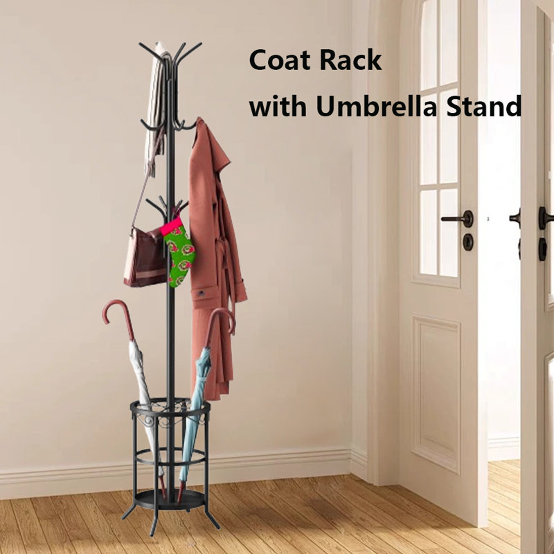 Portemanteau autoportant avec porte-parapluie, Noir, noir, noir, noir