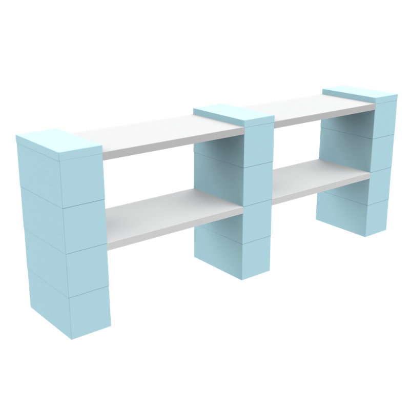 Étagère à 2 niveaux de l 72 po, Bleu clair