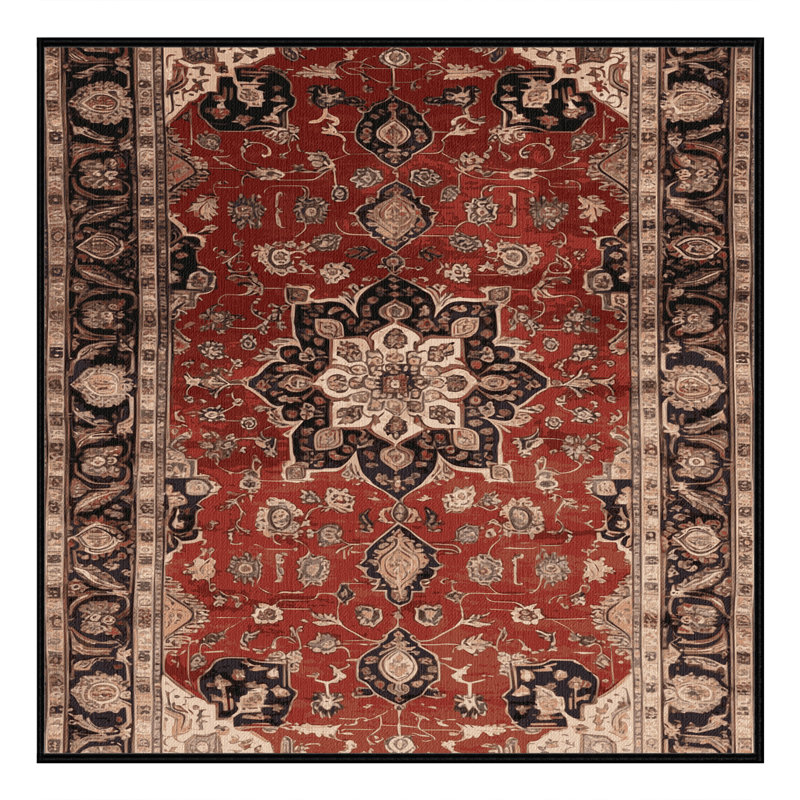 Machine Washable Persian Brown Area Rug, Square 6'