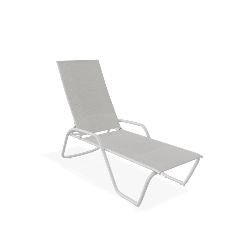 Outdoor Rust-Resistant Metal Chaise Lounge, Textured White, Amalfi