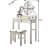 Rose Gold Vanity Table And Chair Ensemble, Wood - 3 Storage Drawers, Adjustable Oval Mirror, Spacious Tabletop For Beauty Supplies, Padded Stool Seat , Shine Compartments, Expansive Cosmetics,-1871015795