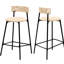 2 tabourets de comptoir: corde de papier tissée à la main. Pour îlot de cuisine. Structure en métal noir, siège blanc crème. Et pratique. Facile à assembler. Pratique-1156836203