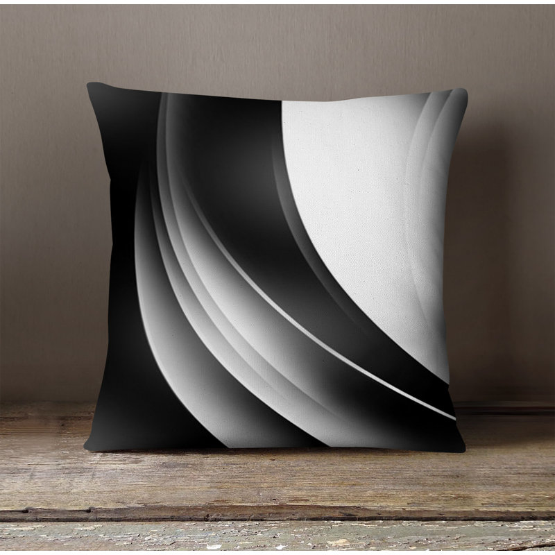 Throw Pillow Cover Only, Black/White Striped 3, 20"H x 20"W